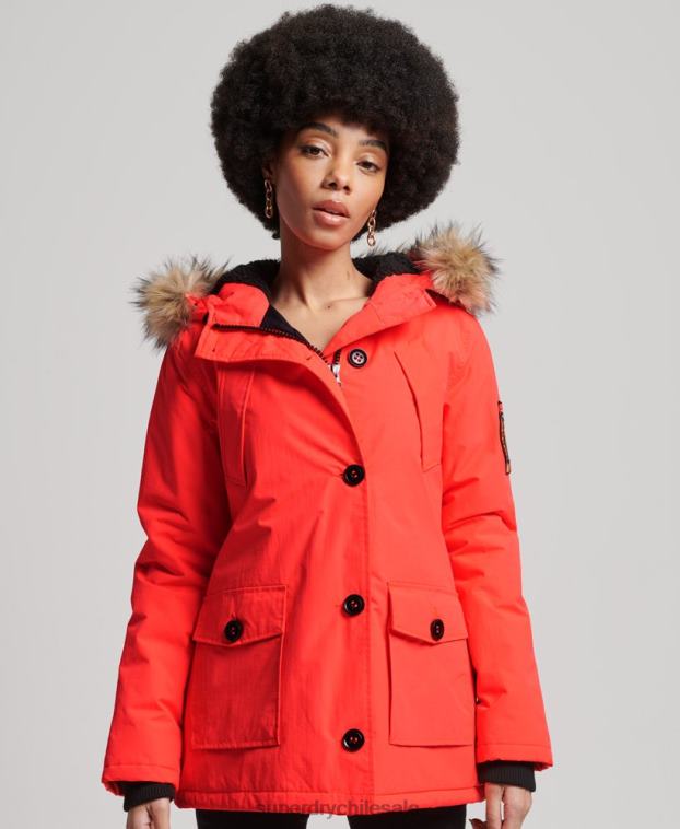 mujer Superdry coral chamarra parka Everest 2R68Z5648