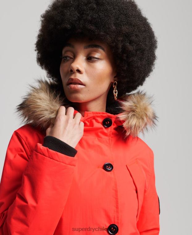 mujer Superdry coral chamarra parka Everest 2R68Z5648