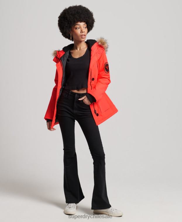 mujer Superdry coral chamarra parka Everest 2R68Z5648
