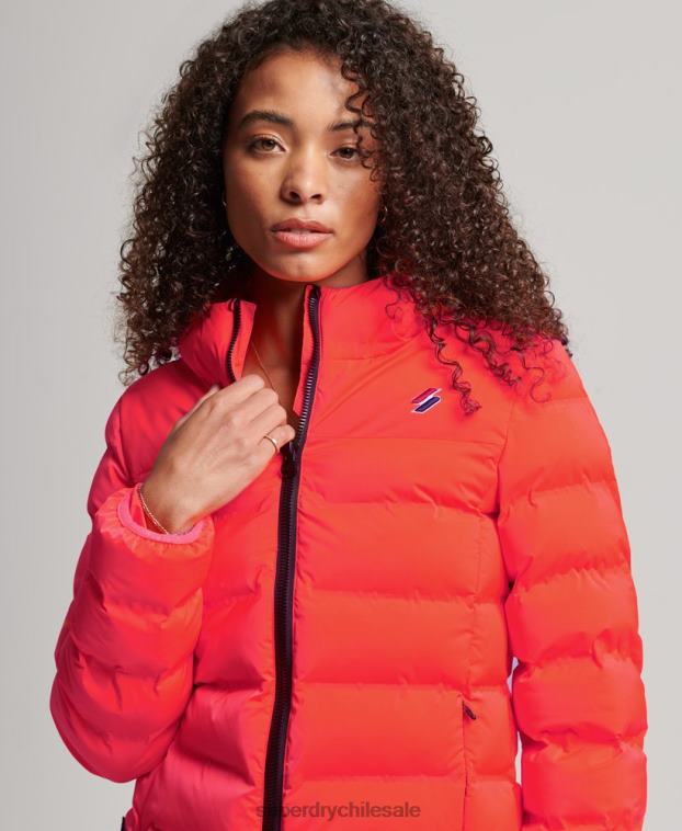 mujer Superdry coral chaqueta acolchada termosellada 2R68Z3711