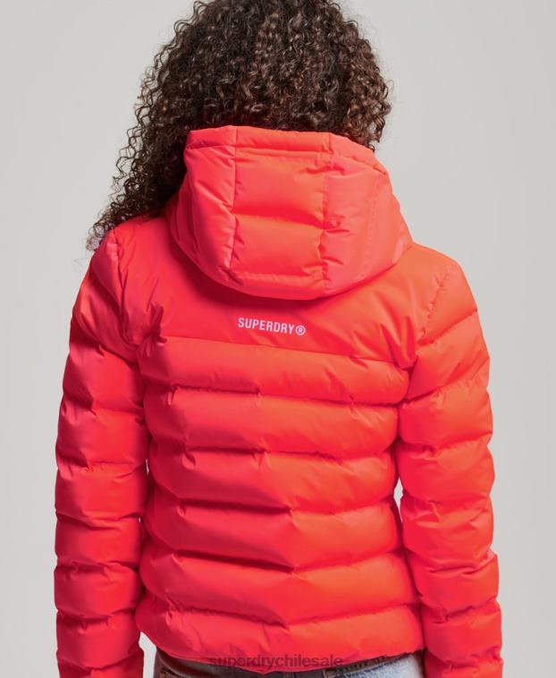 mujer Superdry coral chaqueta acolchada termosellada 2R68Z3711