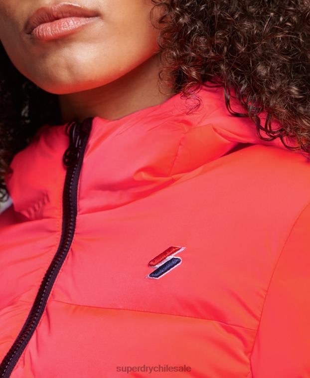 mujer Superdry coral chaqueta acolchada termosellada 2R68Z3711