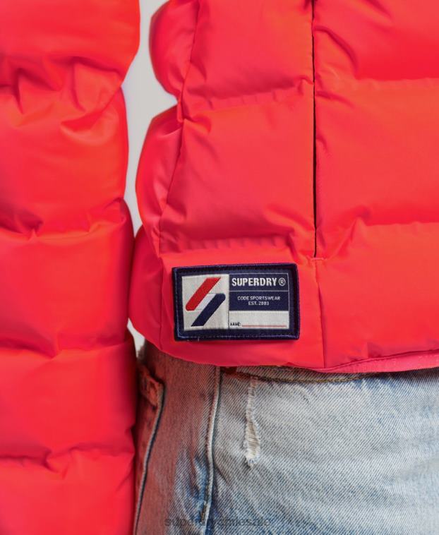 mujer Superdry coral chaqueta acolchada termosellada 2R68Z3711