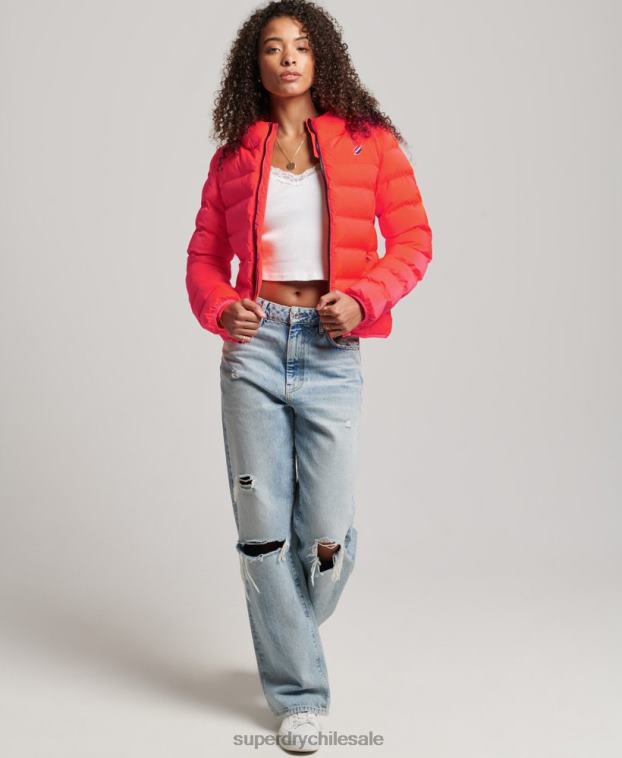 mujer Superdry coral chaqueta acolchada termosellada 2R68Z3711