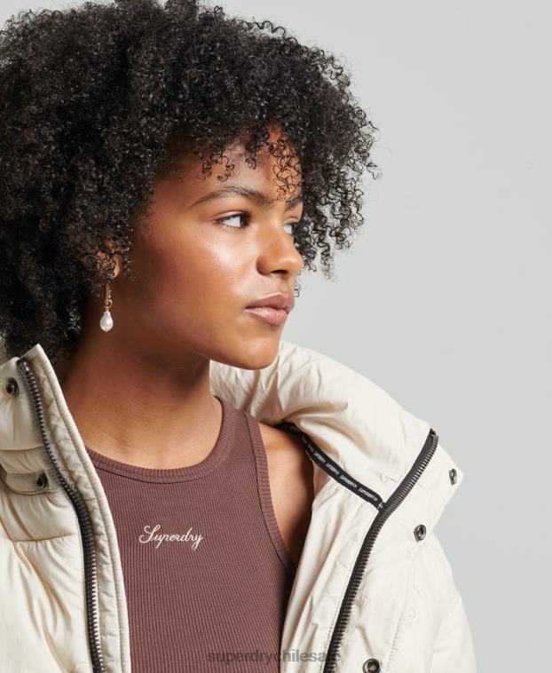 mujer Superdry crema chamarra capitonada capullo capullo 2R68Z3642