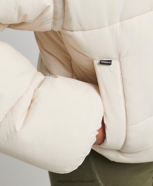 mujer Superdry crema chamarra capitonada capullo capullo 2R68Z3642