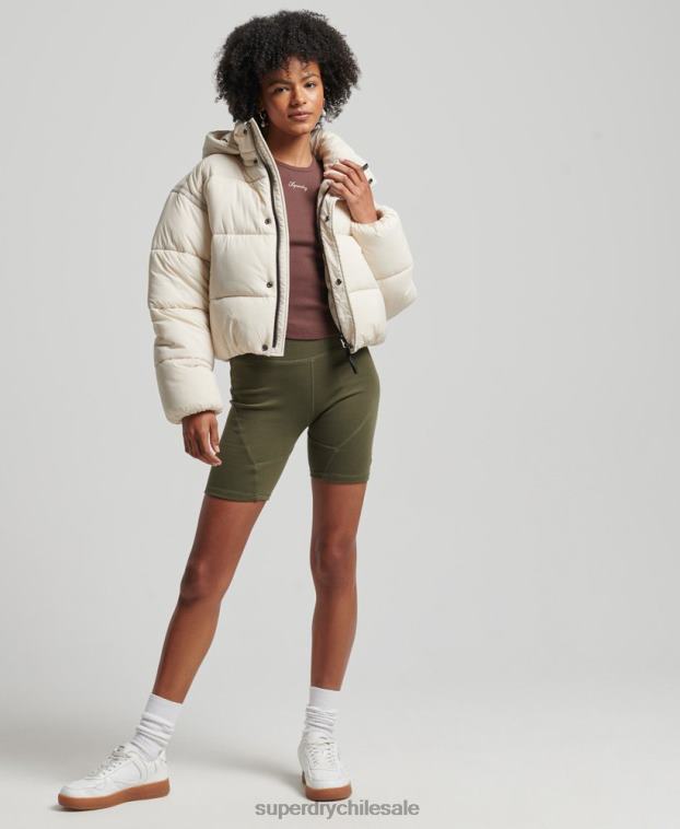 mujer Superdry crema chamarra capitonada capullo capullo 2R68Z3642