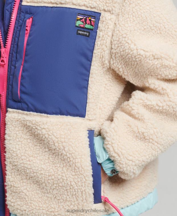 mujer Superdry crema chamarra sherpa con capucha 2R68Z3788