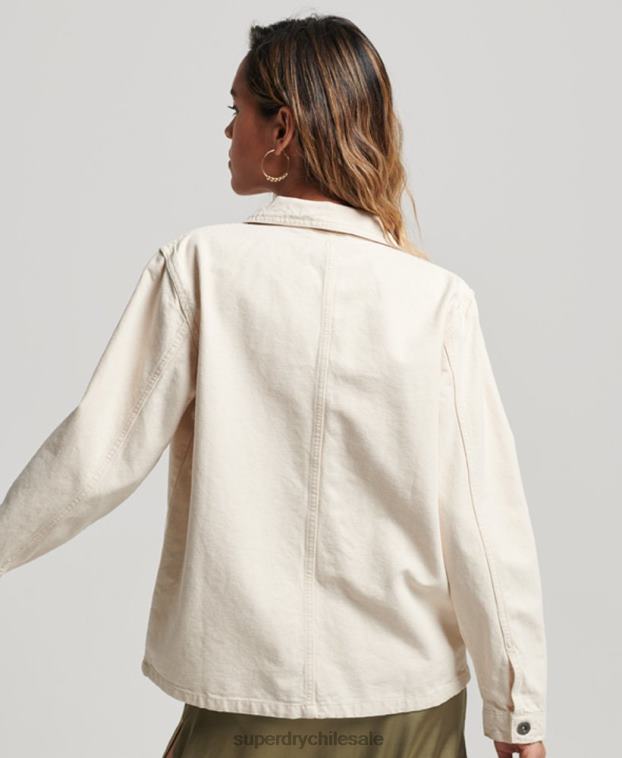 mujer Superdry crema chamarra vintage de algodón orgánico 2R68Z1970