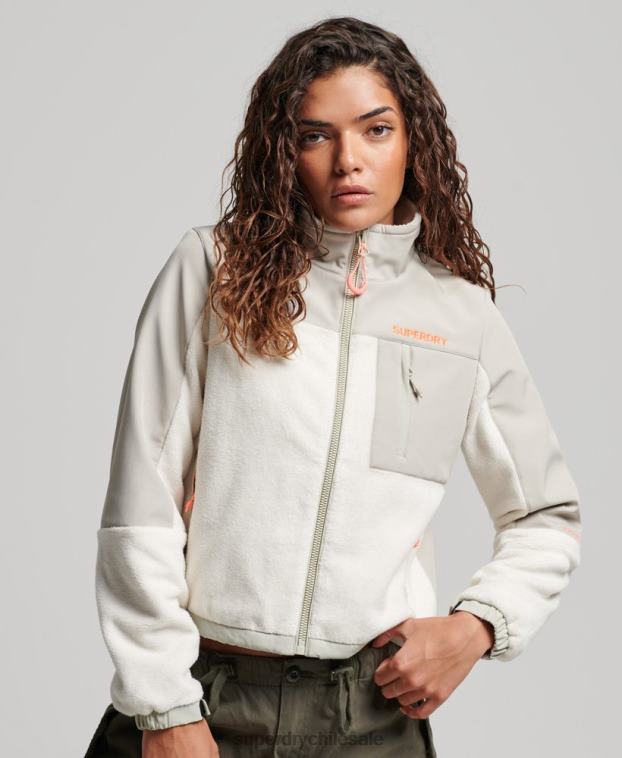 mujer Superdry crema chaqueta de trekking híbrida de código 2R68Z3616