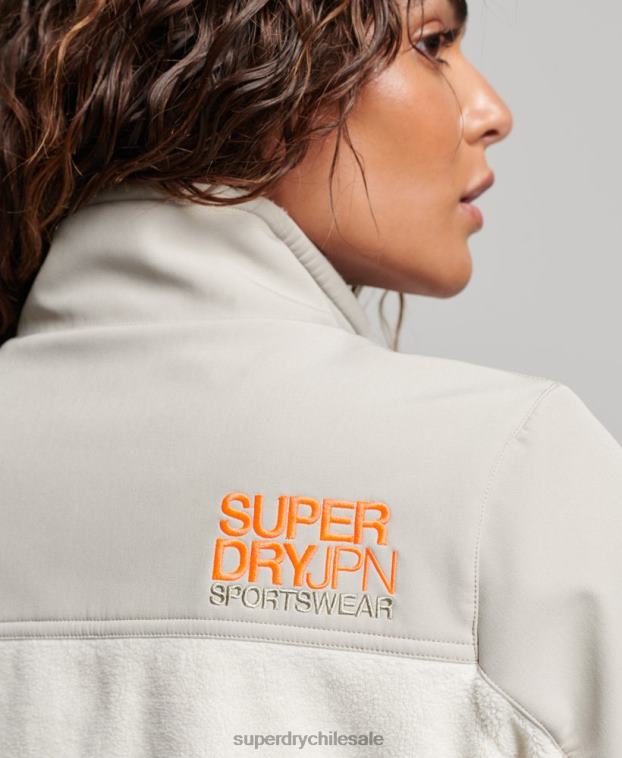 mujer Superdry crema chaqueta de trekking híbrida de código 2R68Z3616