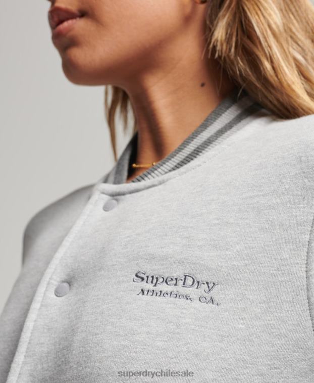 mujer Superdry gris chamarra bomber con logo vintage 2R68Z3325