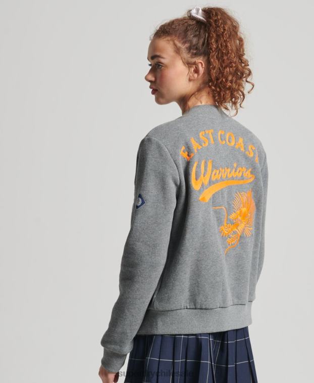 mujer Superdry gris chamarra bomber de jersey universitario 2R68Z5881