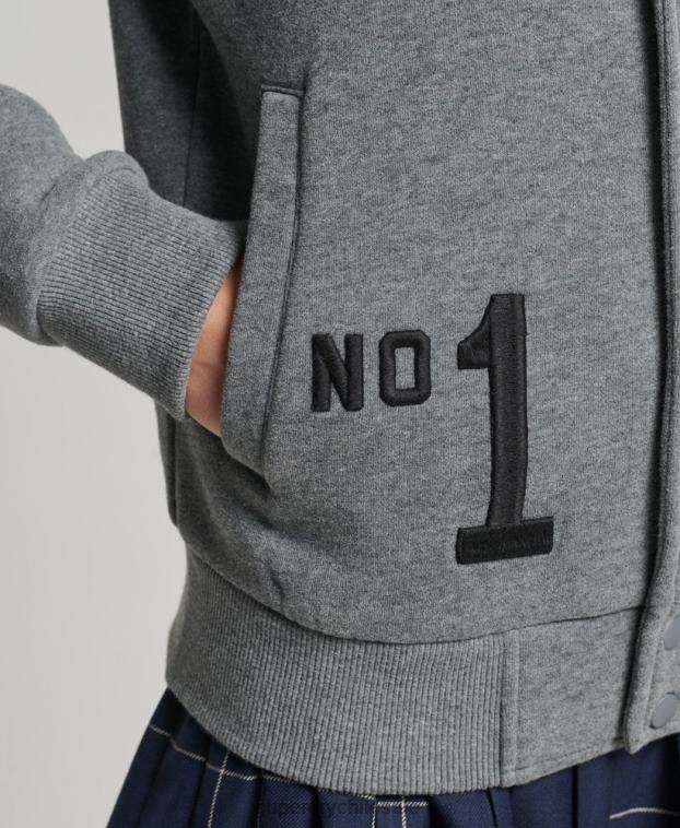 mujer Superdry gris chamarra bomber de jersey universitario 2R68Z5881