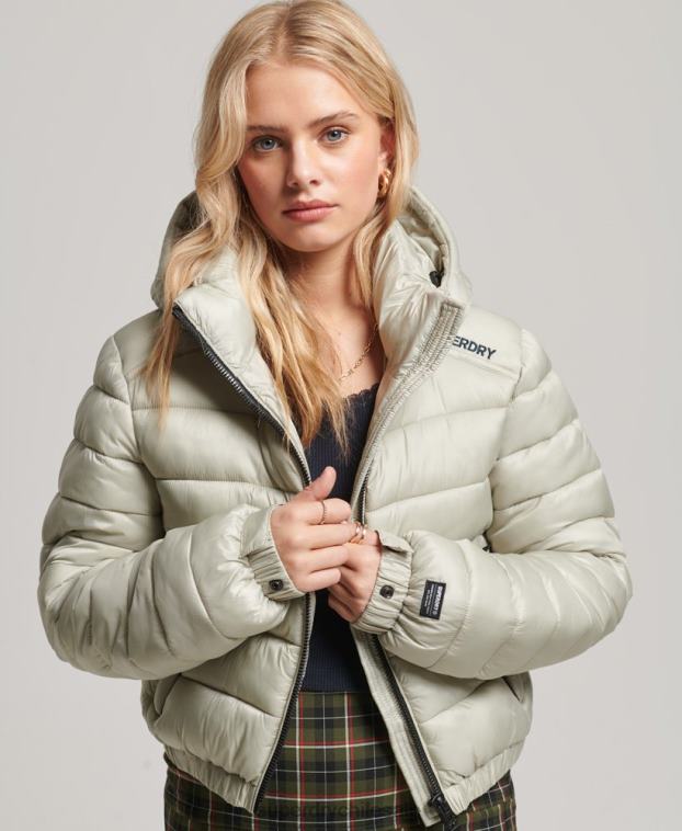 mujer Superdry gris chamarra capitonada deportiva ligera 2R68Z3614