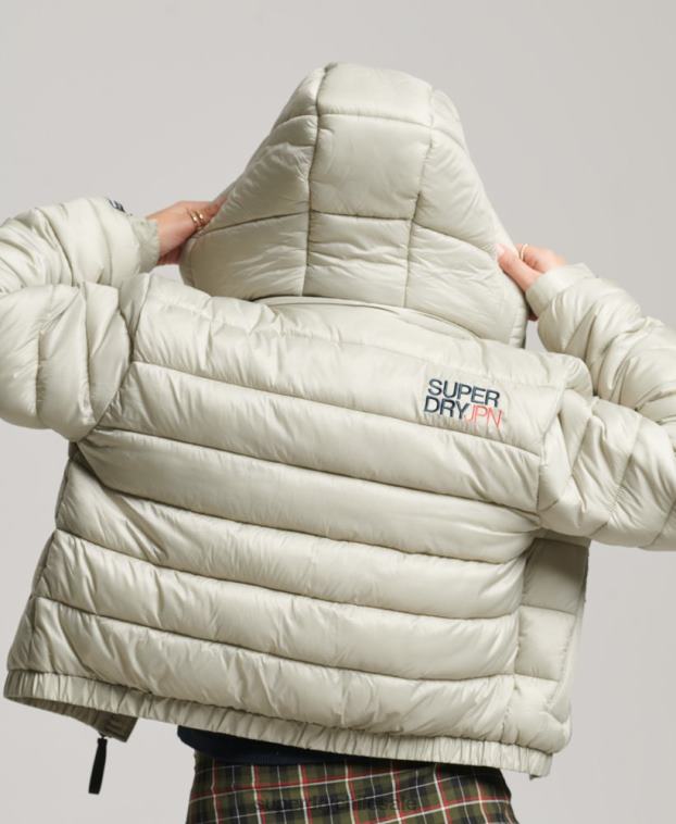 mujer Superdry gris chamarra capitonada deportiva ligera 2R68Z3614