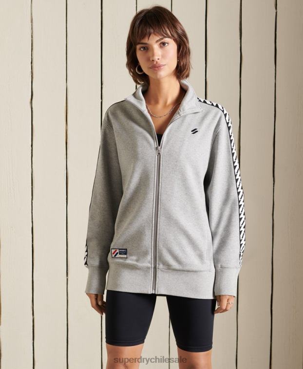 mujer Superdry gris chamarra de chándal con cinta oversize 2R68Z6047