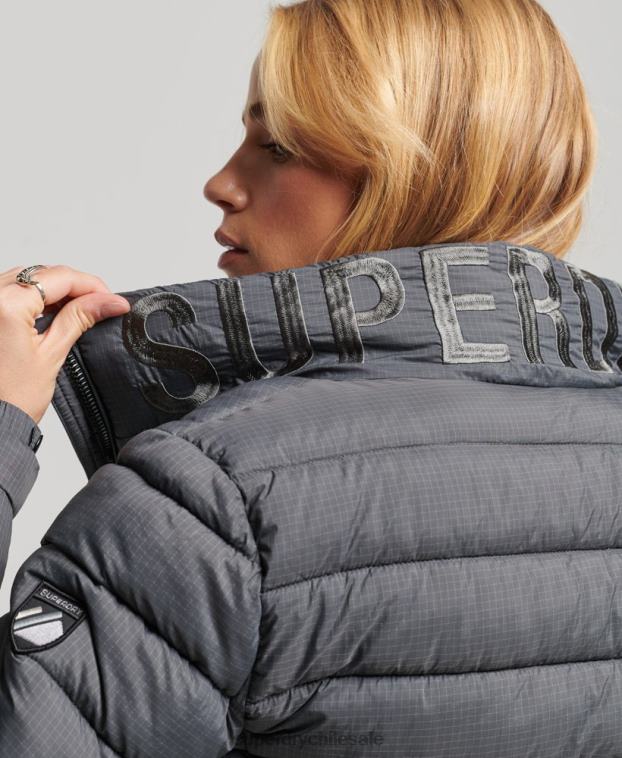 mujer Superdry gris chaqueta acolchada con logo clásico 2R68Z5422