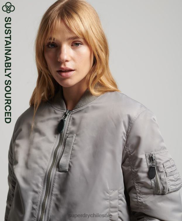 mujer Superdry gris chaqueta bomber ma1 2R68Z5699