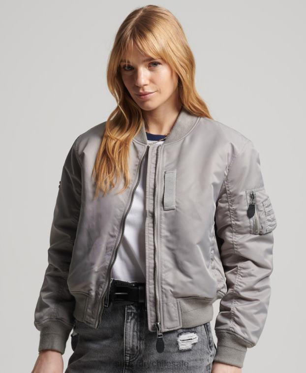 mujer Superdry gris chaqueta bomber ma1 2R68Z5699
