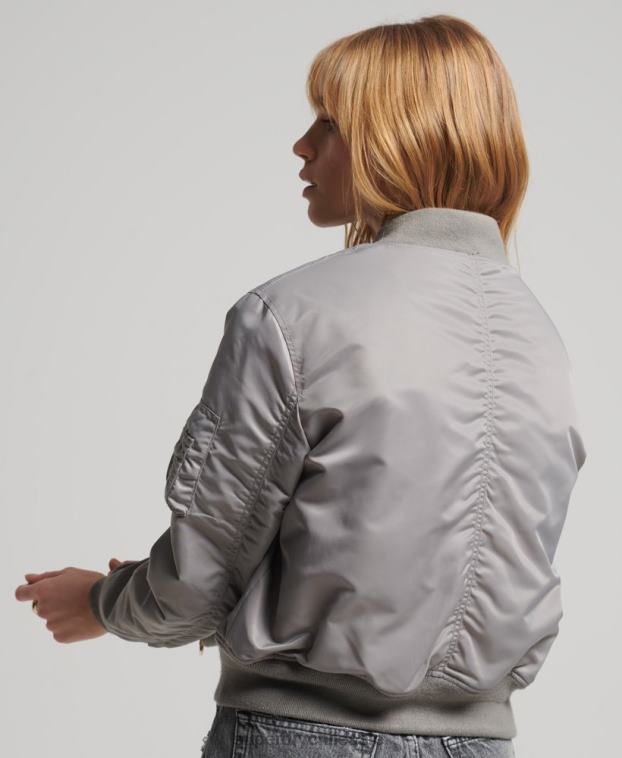 mujer Superdry gris chaqueta bomber ma1 2R68Z5699