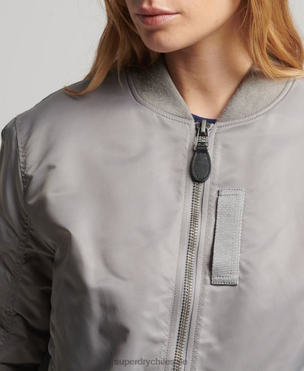 mujer Superdry gris chaqueta bomber ma1 2R68Z5699
