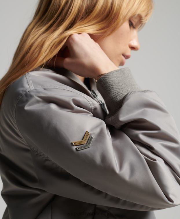 mujer Superdry gris chaqueta bomber ma1 2R68Z5699