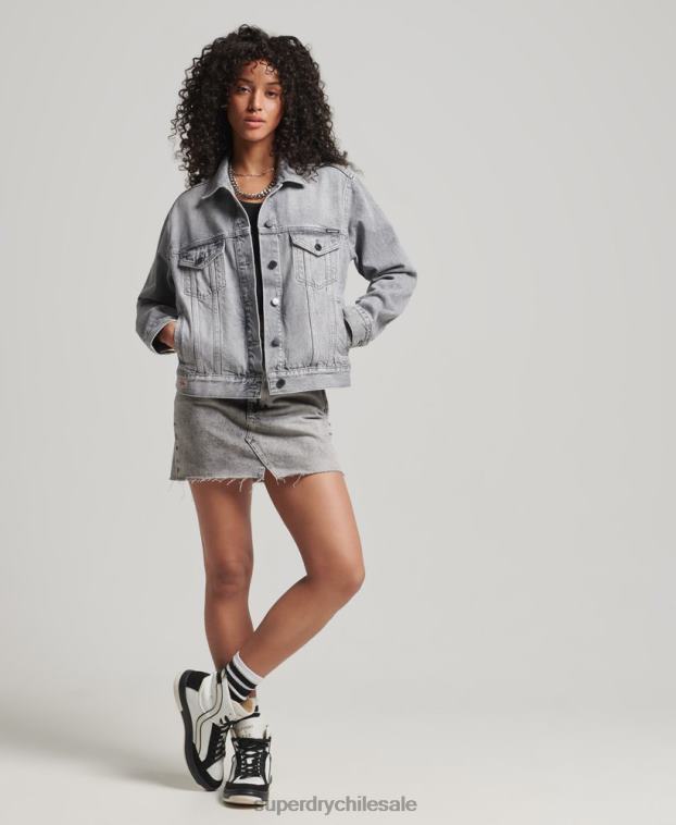 mujer Superdry gris chaqueta de camionero de novio 2R68Z5430