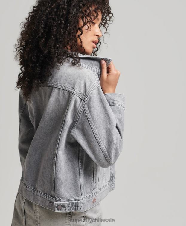 mujer Superdry gris chaqueta de camionero de novio 2R68Z5430