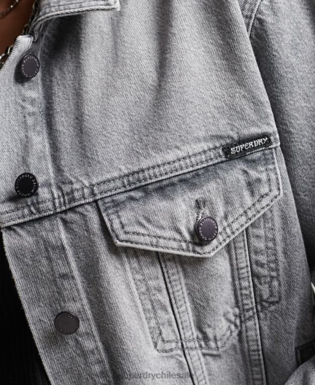 mujer Superdry gris chaqueta de camionero de novio 2R68Z5430