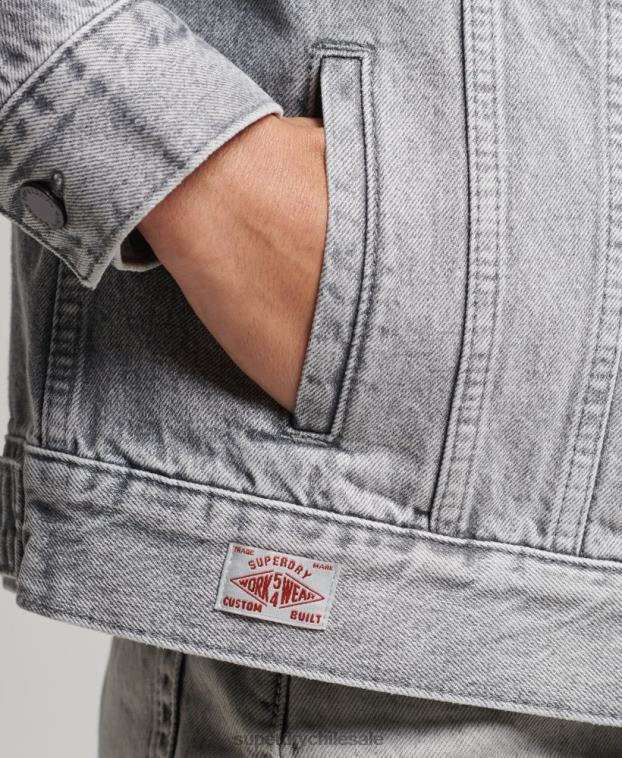 mujer Superdry gris chaqueta de camionero de novio 2R68Z5430