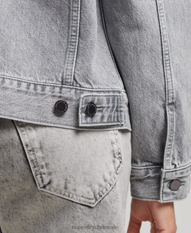 mujer Superdry gris chaqueta de camionero de novio 2R68Z5430