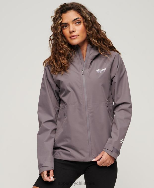 mujer Superdry gris chaqueta impermeable 2R68Z2230