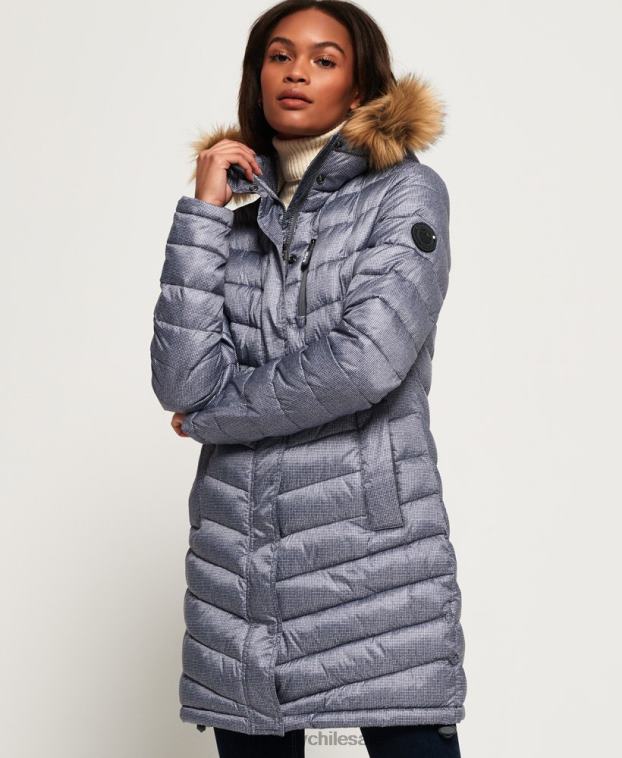 mujer Superdry gris claro chamarra Super Fuji de piel sintética con chevron 2R68Z3829