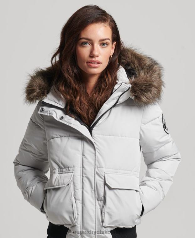 mujer Superdry gris claro chamarra bomber everest ella 2R68Z5468