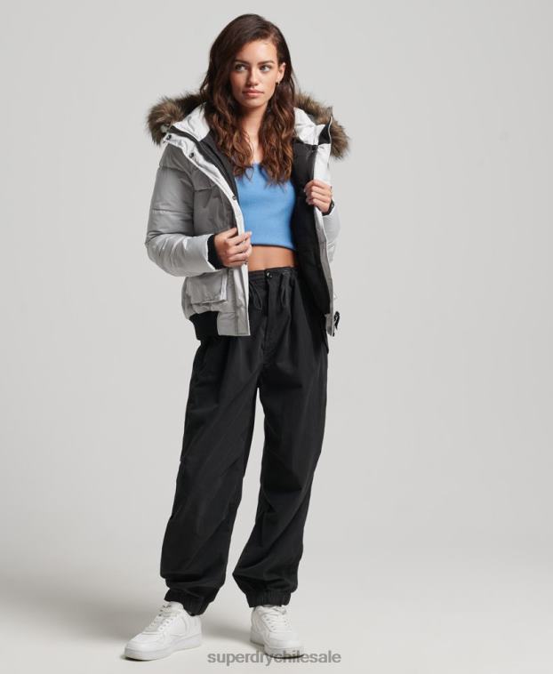 mujer Superdry gris claro chamarra bomber everest ella 2R68Z5468