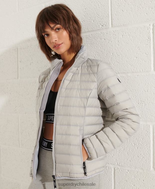 mujer Superdry gris claro chamarra capitonada de plumas 2R68Z5709