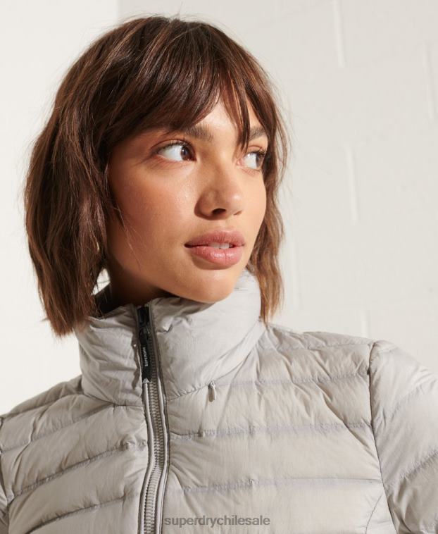 mujer Superdry gris claro chamarra capitonada de plumas 2R68Z5709