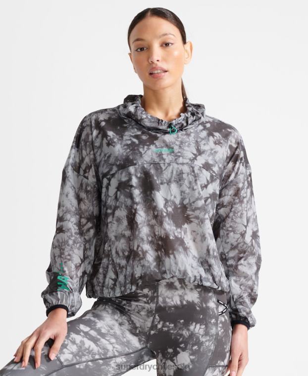 mujer Superdry gris correr capa de lluvia ligera 2R68Z5665