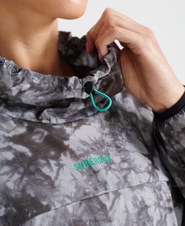 mujer Superdry gris correr capa de lluvia ligera 2R68Z5665