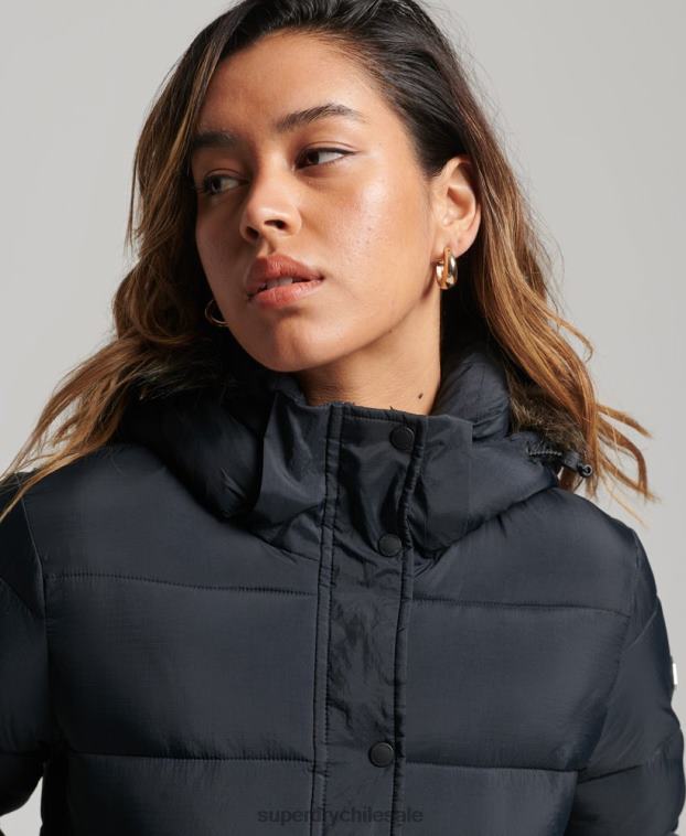 mujer Superdry gris oscuro chamarra corta con capucha 2R68Z3633