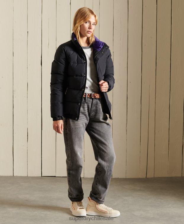 mujer Superdry gris oscuro chaqueta acolchada retro source 2R68Z5625