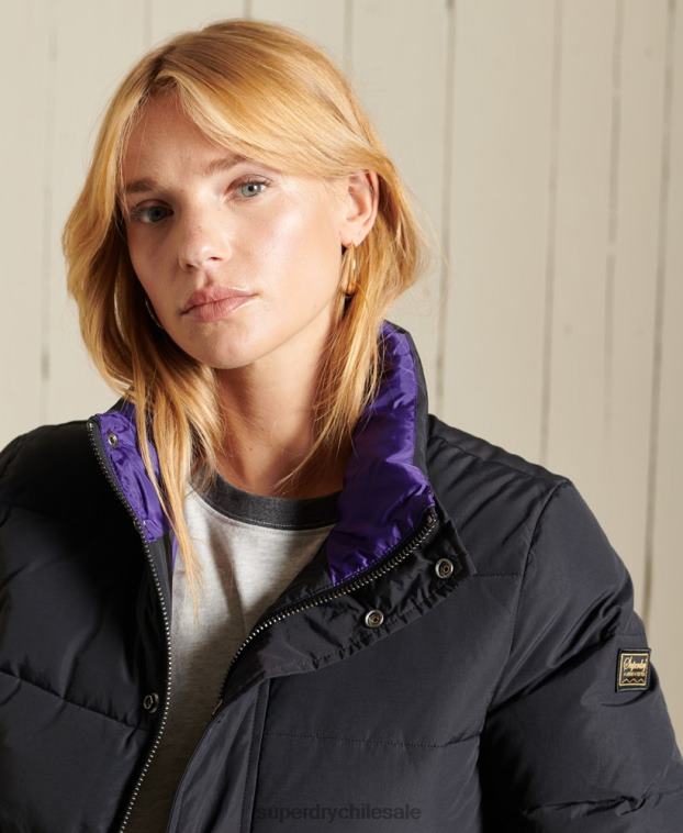 mujer Superdry gris oscuro chaqueta acolchada retro source 2R68Z5625