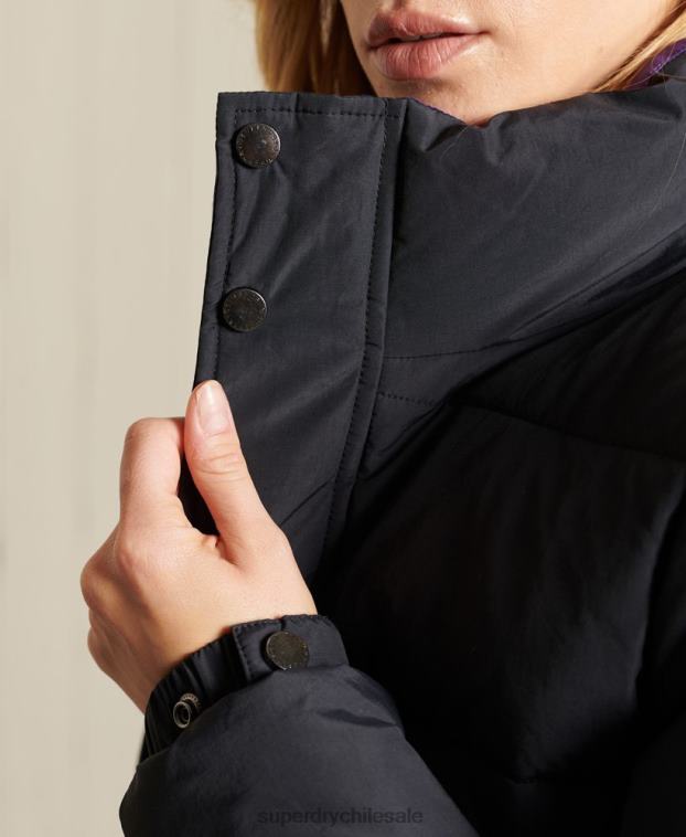 mujer Superdry gris oscuro chaqueta acolchada retro source 2R68Z5625