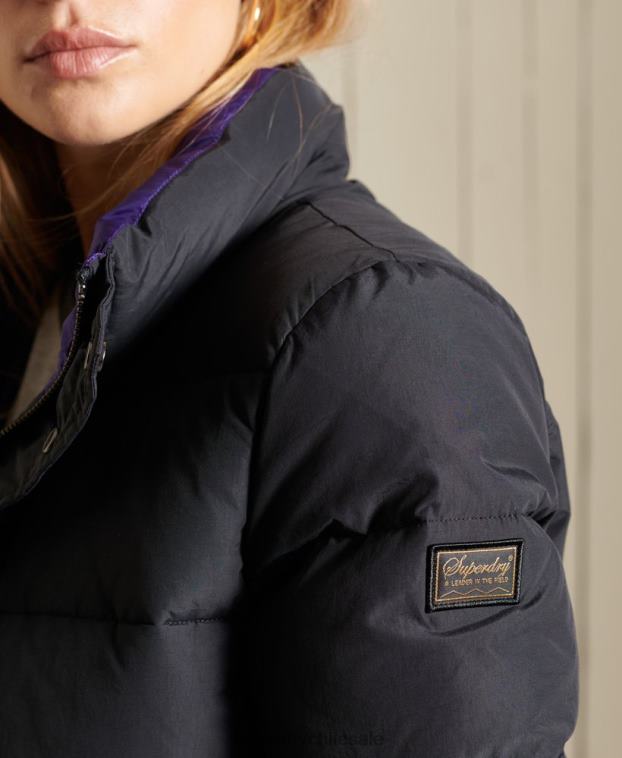 mujer Superdry gris oscuro chaqueta acolchada retro source 2R68Z5625