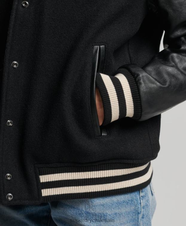 mujer Superdry gris oscuro chaqueta bomber del equipo universitario 2R68Z5409