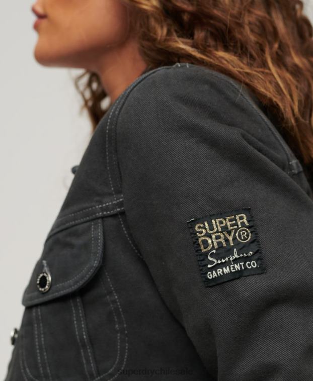 mujer Superdry gris oscuro chaqueta corta de ropa de trabajo de st tropez 2R68Z2004