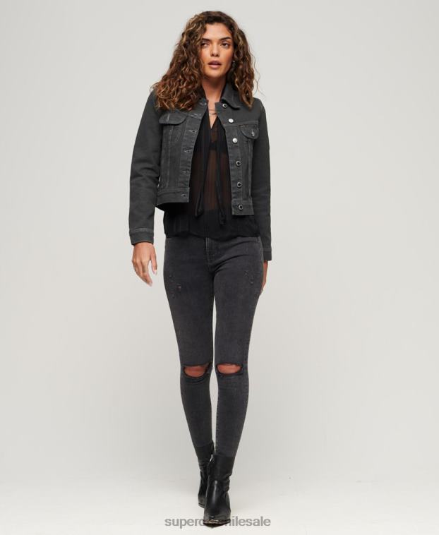 mujer Superdry gris oscuro chaqueta corta de ropa de trabajo de st tropez 2R68Z2004