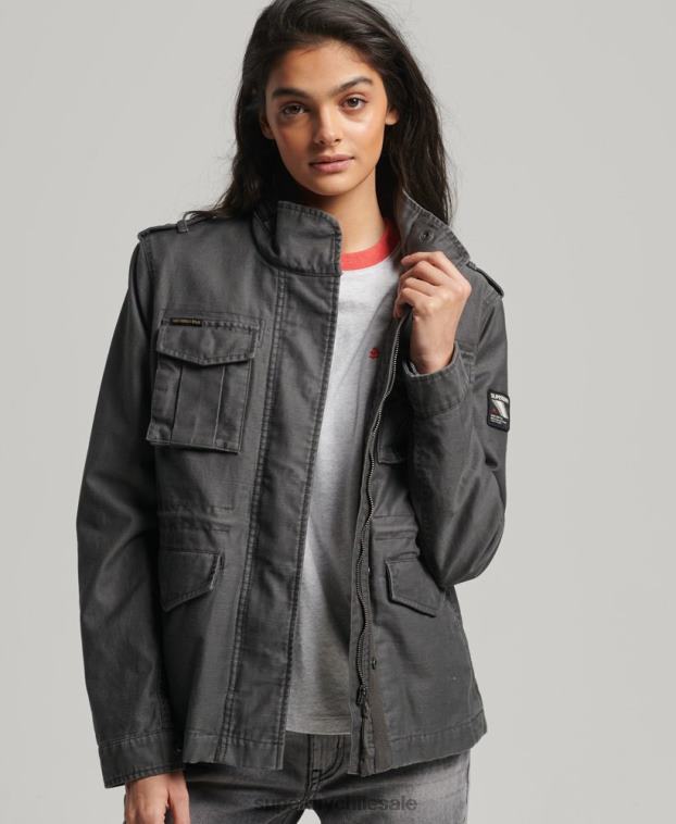 mujer Superdry gris oscuro chaqueta m65 antigua 2R68Z3539