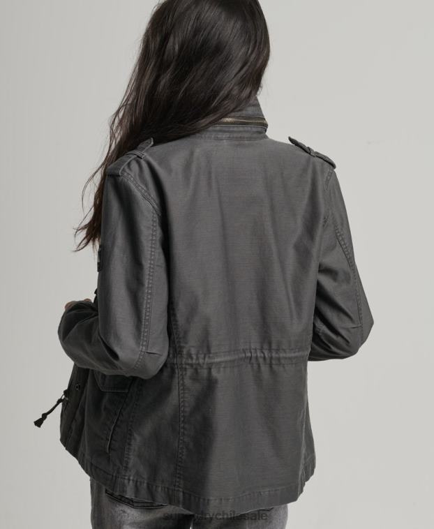 mujer Superdry gris oscuro chaqueta m65 antigua 2R68Z3539